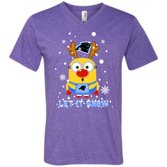 Minion Carolina Panthers Ugly Christmas Sweaters Let It Snow Men's V-Neck T-Shirt - The White Eagles