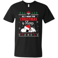 All I Want For Christmas Is Sleep Snoopy The Peanuts Movie Men's V-Neck T-Shirt - The White Eagles