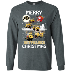 Colorado Buffaloes Ugly Christmas Sweaters Minions Santa Claus Merry Christmas LS Cotton T-Shirt - The White Eagles