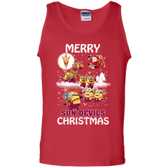 Arizona State Sun Devils Ugly Christmas Sweaters Minions Santa Claus Merry Christmas Tank Top - The White Eagles