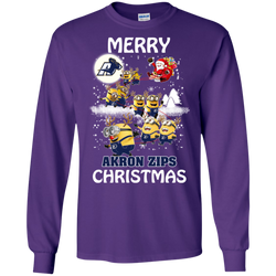 Akron Zips T Shirts Minions Santa Claus Merry Christmas Hoodies Sweatshirts LS Cotton T-Shirt - The White Eagles