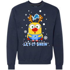 Minion Detroit Lions Ugly Christmas Sweaters Let It Snow Sweatshirt - The White Eagles