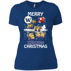 Washington Huskies Ugly Christmas Sweaters Minions Santa Claus Merry Christmas Ladies' Shirt - The White Eagles