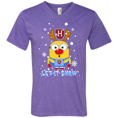 Minion Harvard Crimson Ugly Christmas Sweaters Let It Snow Men's V-Neck T-Shirt - The White Eagles