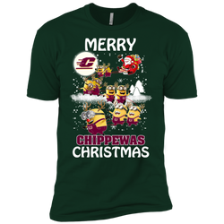 Central Michigan Chippewas Ugly Christmas Sweaters Minions Santa Claus Merry Christmas Men's Sleeve Shirt - The White Eagles