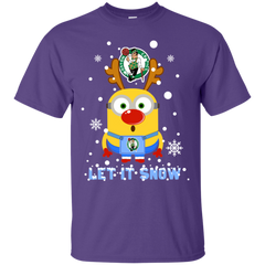 Minion Boston Celtics Ugly Christmas Sweaters Let It Snow Cotton T-Shirt - The White Eagles