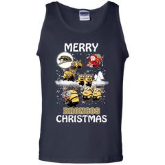 Western Michigan Broncos Ugly Christmas Sweaters Minions Santa Claus Merry Christmas Tank Top - The White Eagles