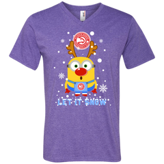 Minion Atlanta Hawks Ugly Christmas Sweaters Let It Snow Men's V-Neck T-Shirt - The White Eagles