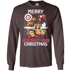 Alabama Crimson Tide T Shirts Minions Santa Claus Merry Christmas LS Cotton T-Shirt - The White Eagles