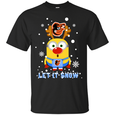 Minion Baltimore Orioles  Ugly Christmas Sweaters Let It Snow Cotton T-Shirt - The White Eagles