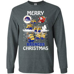 Boise State Broncos Ugly Christmas Sweaters Minions Santa Claus Merry Christmas LS Cotton T-Shirt - The White Eagles