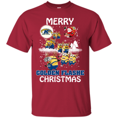Kent State Golden Flashes Ugly Christmas Sweaters Minions Santa Claus Merry Christmas Cotton T-Shirt - The White Eagles