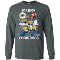 Kent State Golden Flashes Ugly Christmas Sweaters Minions Santa Claus Merry Christmas LS Cotton T-Shirt - The White Eagles