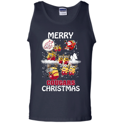 Washington State Cougars Ugly Christmas Sweaters Minions Santa Claus Merry Christmas Tank Top - The White Eagles