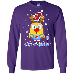 Minion New Jersey Devils Ugly Christmas Sweaters Let It Snow LS Cotton T-Shirt - The White Eagles