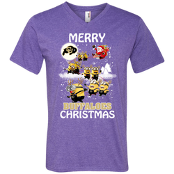 Colorado Buffaloes Ugly Christmas Sweaters Minions Santa Claus Merry Christmas Men's V-Neck T-Shirt - The White Eagles