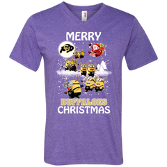 Colorado Buffaloes Ugly Christmas Sweaters Minions Santa Claus Merry Christmas Men's V-Neck T-Shirt - The White Eagles