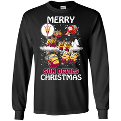 Arizona State Sun Devils T Shirts Minions Santa Claus Merry Christmas LS Cotton T-Shirt - The White Eagles