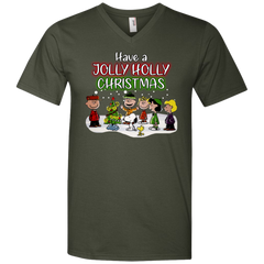 Have A Jolly Holly Christmas The Peanuts Movie Snoopy Charlie Brown Woodstock Men's V-Neck T-Shirt - The White Eagles