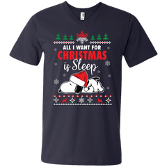 All I Want For Christmas Is Sleep Snoopy The Peanuts Movie Men's V-Neck T-Shirt - The White Eagles