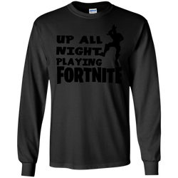 Fortnite Up All Night Playing Fortnite LS Cotton T-Shirt - The White Eagles