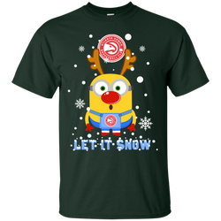 Minion Atlanta Hawks Ugly Christmas Sweaters Let It Snow Cotton T-Shirt - The White Eagles