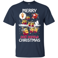 Arizona State Sun Devils T Shirts Minions Santa Claus Merry Christmas Cotton T-Shirt - The White Eagles