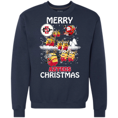 San Diego State Athletics Ugly Christmas Sweaters Minions Santa Claus Merry Christmas Sweatshirt - The White Eagles