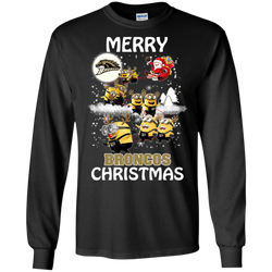 Western Michigan Broncos Ugly Christmas Sweaters Minions Santa Claus Merry Christmas LS Cotton T-Shirt - The White Eagles