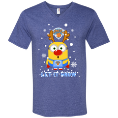 Minion New York Knicks Ugly Christmas Sweaters Let It Snow Men's V-Neck T-Shirt - The White Eagles