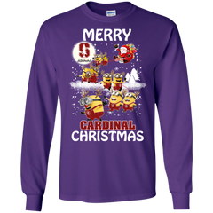 Stanford Cardinal Ugly Christmas Sweaters Minions Santa Claus Merry Christmas LS Cotton T-Shirt - The White Eagles