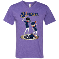 Milwaukee Brewers Baseball Rick And Morty Men's V-Neck T-Shirt - The White Eagles