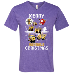 Idaho Vandals Ugly Christmas Sweaters Minions Santa Claus Merry Christmas Men's V-Neck T-Shirt - The White Eagles