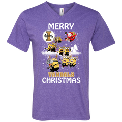 Idaho Vandals Ugly Christmas Sweaters Minions Santa Claus Merry Christmas Men's V-Neck T-Shirt - The White Eagles