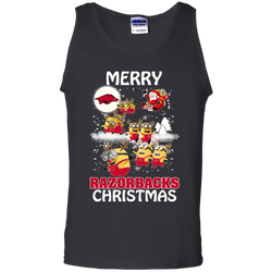Arkansas Razorback Ugly Christmas Sweaters Minions Santa Claus Merry Christmas Tank Top - The White Eagles