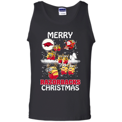 Arkansas Razorback Ugly Christmas Sweaters Minions Santa Claus Merry Christmas Tank Top - The White Eagles