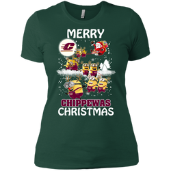 Central Michigan Chippewas Ugly Christmas Sweaters Minions Santa Claus Merry Christmas Ladies' Shirt - The White Eagles