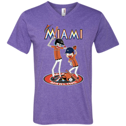 Miami Marlins Baseball Rick And Morty Men's V-Neck T-Shirt - The White Eagles