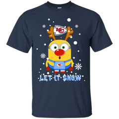Minion Kansas City Chiefs Ugly Christmas Sweaters Let It Snow Cotton T-Shirt - The White Eagles