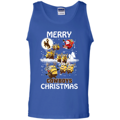 Wyoming Cowboys Ugly Christmas Sweaters Minions Santa Claus Merry Christmas Tank Top - The White Eagles