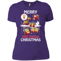 Arizona State Sun Devils Ugly Christmas Sweaters Minions Santa Claus Merry Christmas Ladies' Shirt - The White Eagles