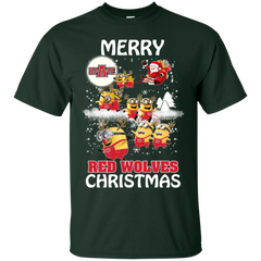 Arkansas State Red Wolves Ugly Christmas Sweaters Minions Santa Claus Merry Christmas Cotton T-Shirt - The White Eagles