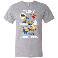 Ucla Bruins Ugly Christmas Sweaters Minions Santa Claus Merry Christmas Men's V-Neck T-Shirt - The White Eagles