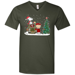 San Francisco 49ers Snoopy The Peanuts Ugly Christmas Sweater  Super Bowl Men's V-Neck T-Shirt - The White Eagles