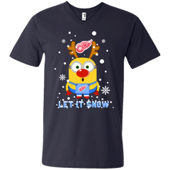 Minion Detroit Red Wings Ugly Christmas Sweaters Let It Snow Men's V-Neck T-Shirt - The White Eagles