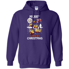 Texas A_amp_m Aggies Ugly Christmas Sweaters Minions Santa Claus Merry Christmas Hoodie - The White Eagles
