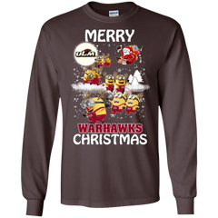 Louisiana Monroe Warhalks Ugly Christmas Sweaters Minions Santa Claus LS Cotton T-Shirt - The White Eagles