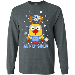 Minion Nashville Predators Ugly Christmas Sweaters Let It Snow LS Cotton T-Shirt - The White Eagles
