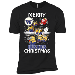 Washington Huskies Ugly Christmas Sweaters Minions Santa Claus Merry Christmas Men's Sleeve Shirt - The White Eagles