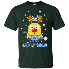 Minion New York Jets Ugly Christmas Sweaters Let It Snow Cotton T-Shirt - The White Eagles
